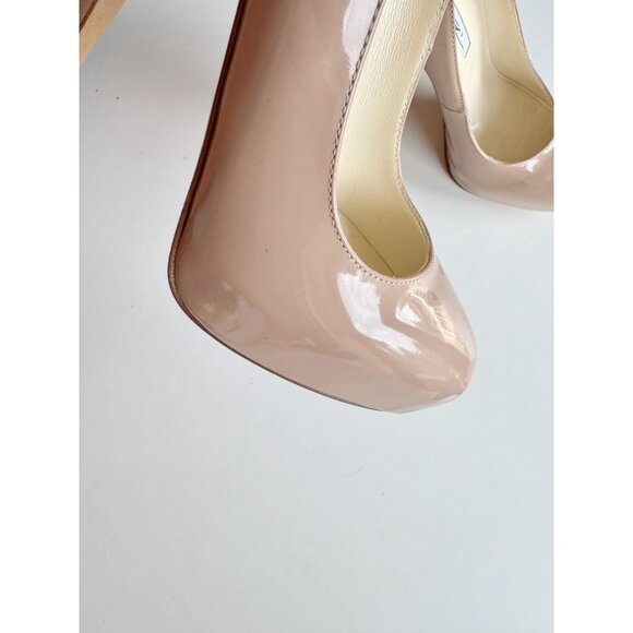 BRIAN ATWOOD Maniac 120 Nude Patent Leather Almond Toe Platform Pumps, Size 36.5 - Picture 6 of 15